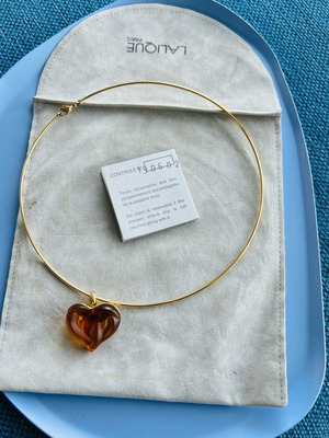 Κολιέ καρδιά Lalique Coeur κρύσταλλο amber, σαν καινούργιο