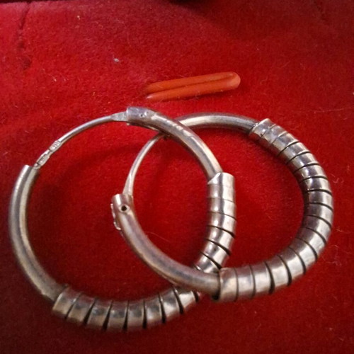 Silver earrings used, hallmarked