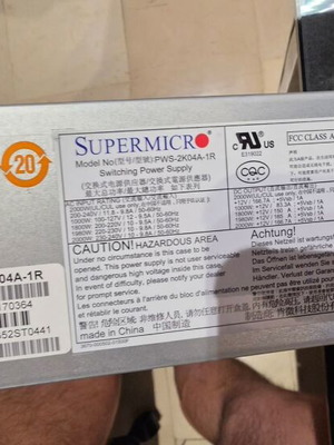Supermicro PWS-2K04A-1R 2000W 80+ Platinum Hot Plug PSU SuperServer like new