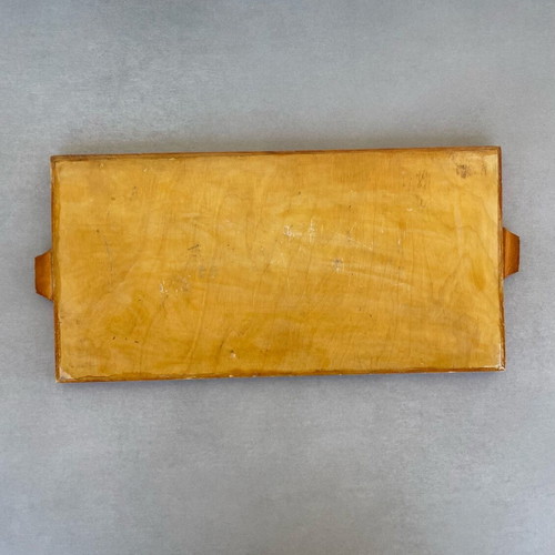 Handmade wooden tray used with ancient chariot scene
