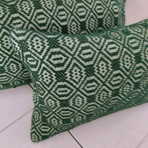 Woven traditional wool pillows like new, cypress color