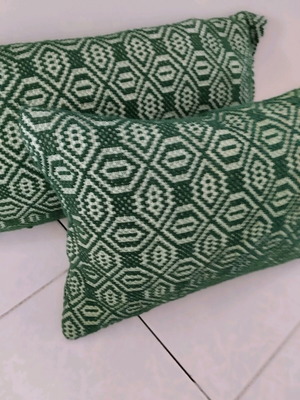 Woven traditional wool pillows like new, cypress color