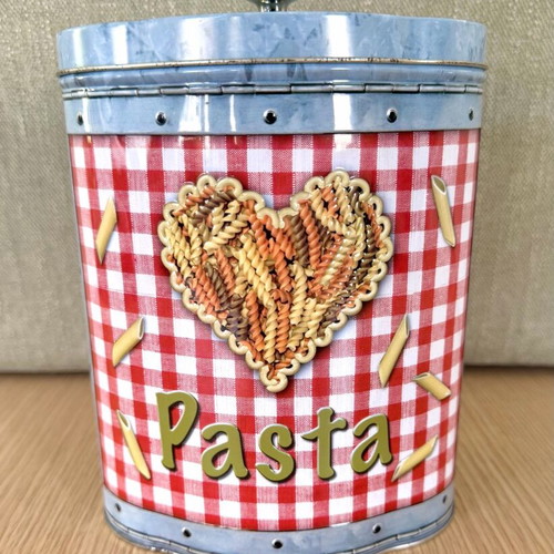 Vintage metal pasta storage tin new