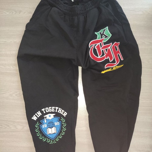 Bershka men's slim black sweatpants with embroidery and print, like new, sizes L and M