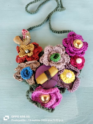 Handmade knitted necklace multicolor