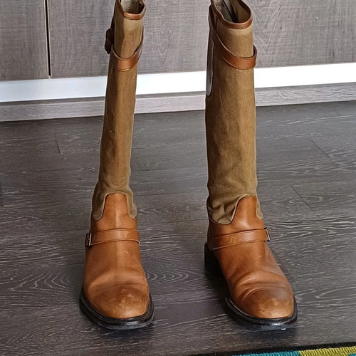 Regain riding boots handmade used, leather and fabric