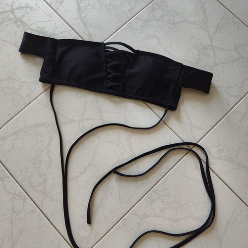 Zaful Bikini swimsuit new, strapless black, versatile ties