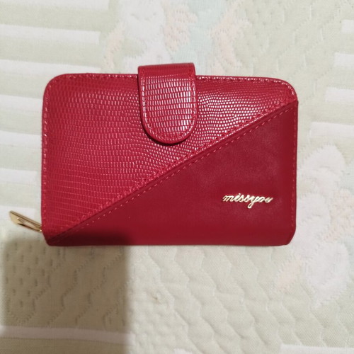 Red wallet with many compartments, new