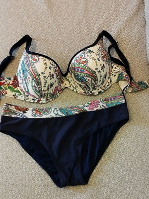 Bikini swimsuit used No50/52 blue with paisley without padding