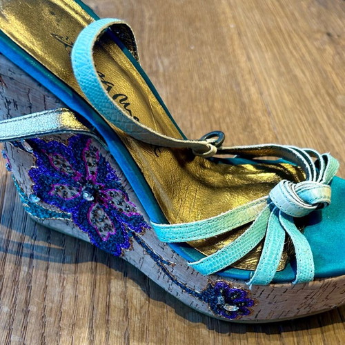 Italian platform sandals size 36-37, multicolor