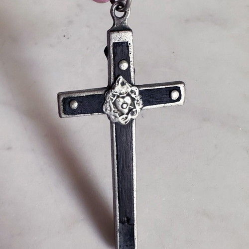Antique French Cross Pendant with Garnets used, late 19th century