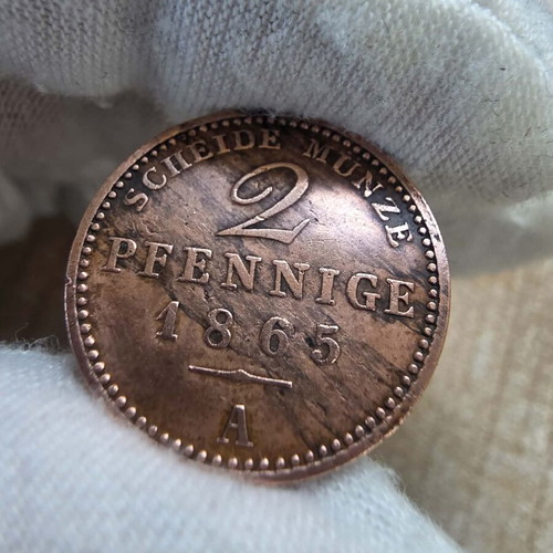 2 Pfenning 1865 Saxony-Weimar-Eisenach coin like new