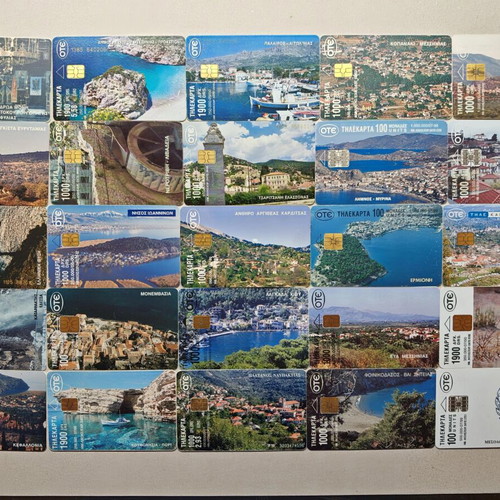 Collectible phone cards used, pack of 25 with landscapes