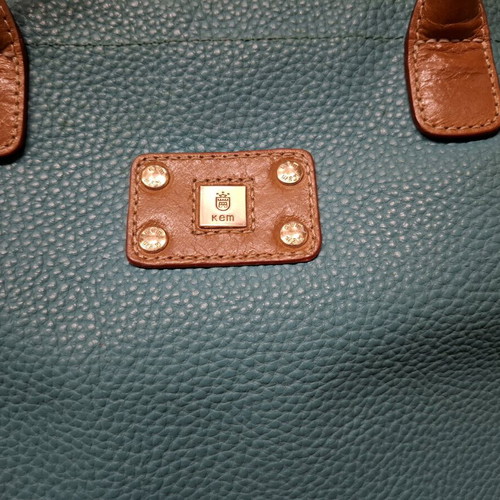 KEM leather shoulder bag, turquoise