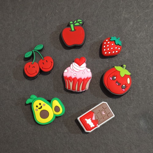 Foodie Crocs Charms Pins Jibbitz set like new, red multicolor