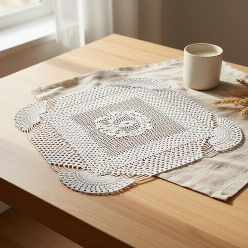 Crochet doily white handmade, new