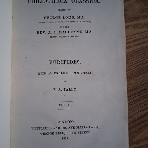 Euripides with English Commentary by F.A. Paley, used, 3 volumes