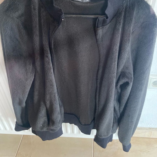 Ζακέτα χνουδωτή unisex καινούργια, μαύρη