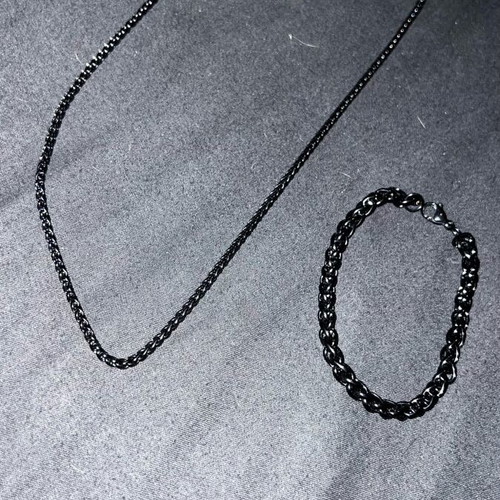 Necklace and bracelet set black, new, stainless steel