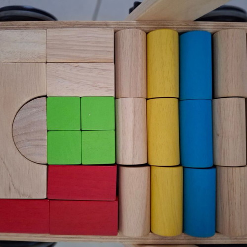 Plan Toys Baby Walker with Wooden Blocks used