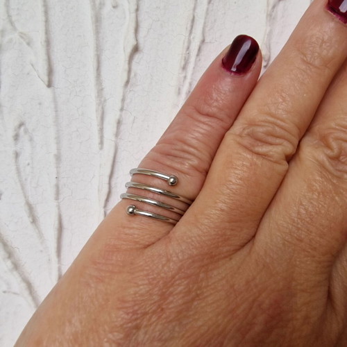 Spiral ring stainless steel silver new