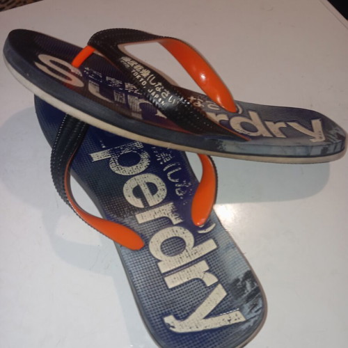 Superdry flip flops size 44 used, blue multicolor