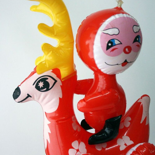 Inflatable Santa Claus with Reindeer 64cm 1980s New