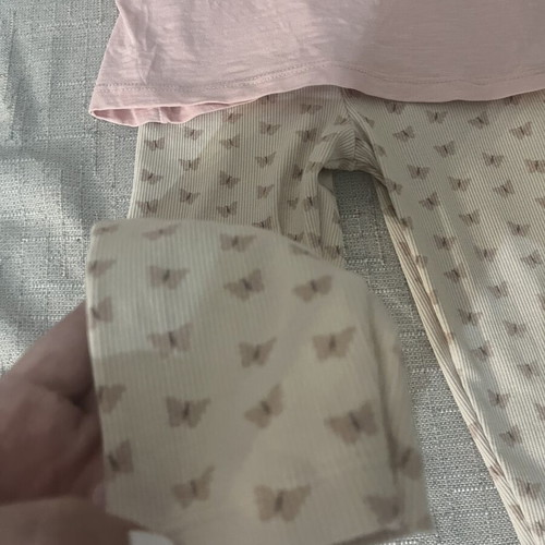 Evita cotton set size 5, like new, leggings and top beige pink