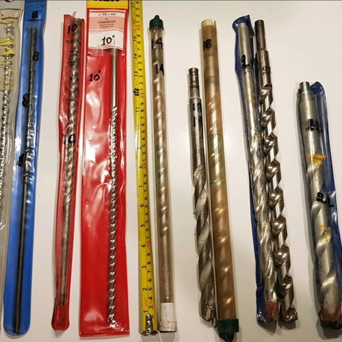 Drill bit set used with measurements in mm