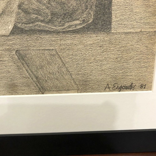 Authentic pencil and charcoal artwork 1981 like new