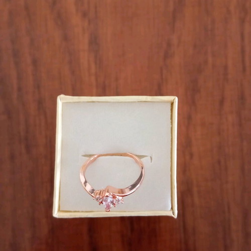 Ring used, gold plated with zircon stones size 7 pink gold