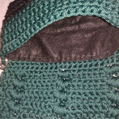 Handmade knitted shoulder bag new, green and black