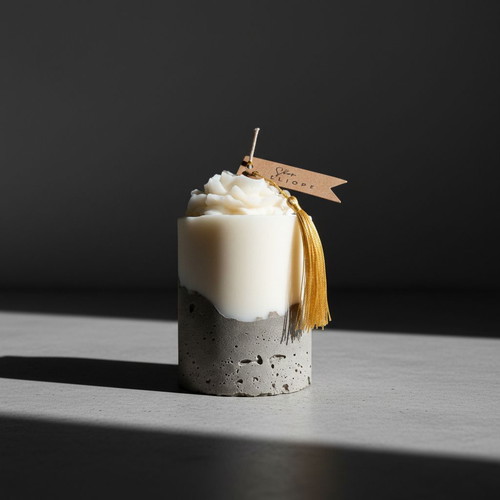 Calliope Cement Candle new, minimal with concrete base