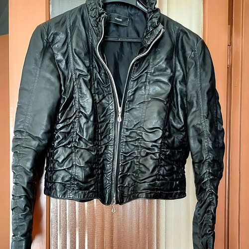 Women's leather crinkled jacket like new, black, size S