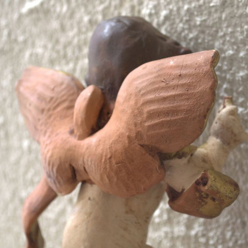 Violin player angel used, glazed ceramic from Italy