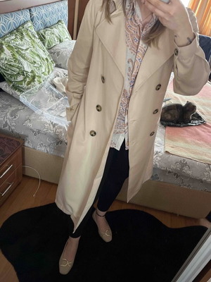 Trench coat καμπαρτίνα μπεζ με ζώνη, μέγεθος 36, αφόρετο