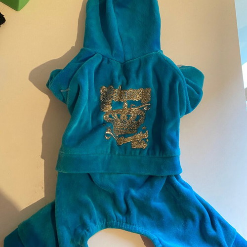 Velour dog jumpsuit xs/s like new for small dogs