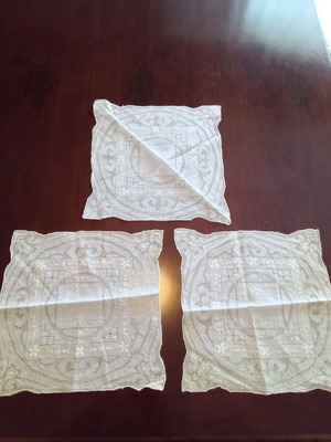 Set of three handmade napkins like new