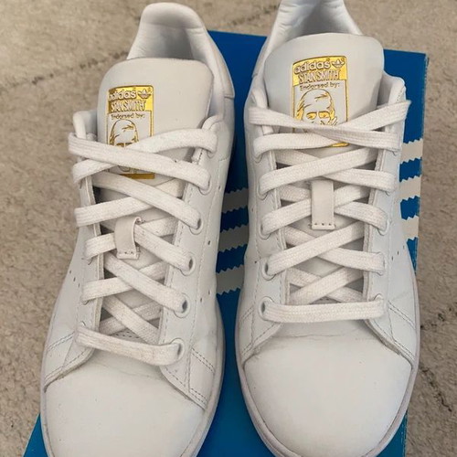 Adidas Stan Smith sneakers used, white and gold, size 36.5