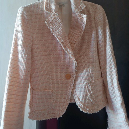 Zara set tweed jacket and trousers 38 soft pink like new