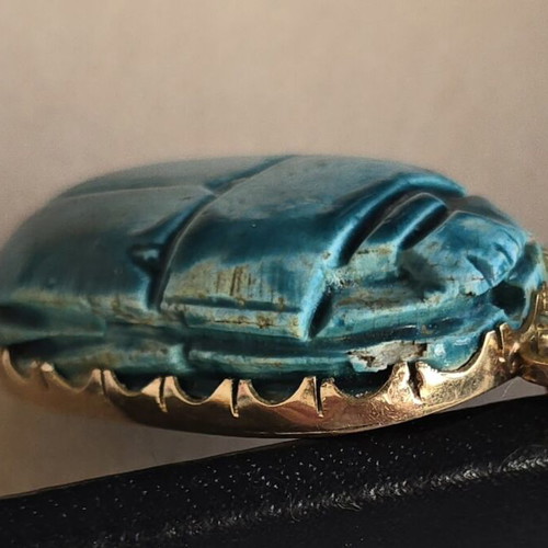 Gold 14K Egyptian scarab pendant, vintage charm
