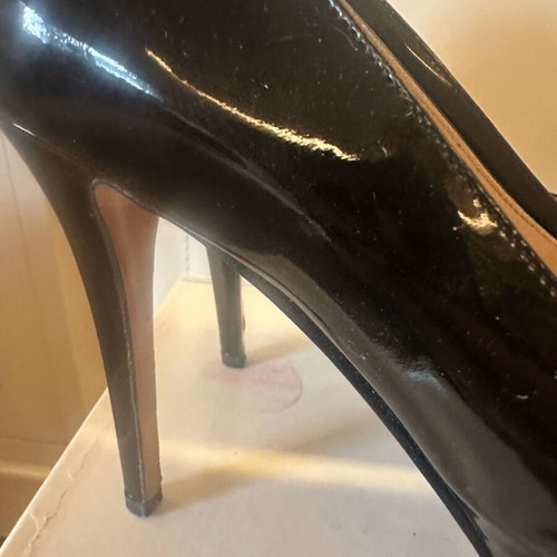 Casadei black patent leather pumps used, size 40, 10cm heel