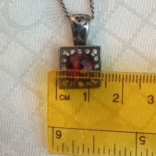 Silver 925 necklace with red zircon used