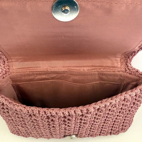 Handmade knitted clutch bag new pink salmon