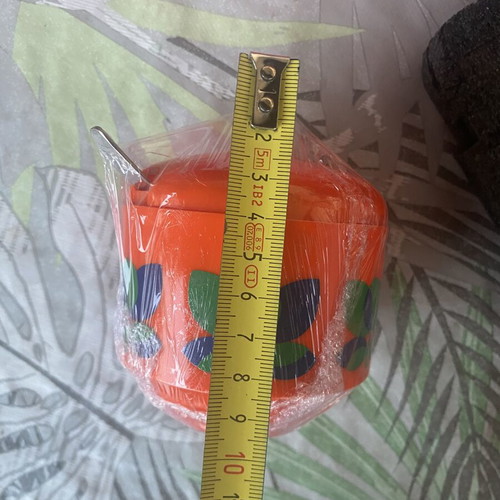 Emsa Bologna vintage orange plastic conserve pot with lid and spoon
