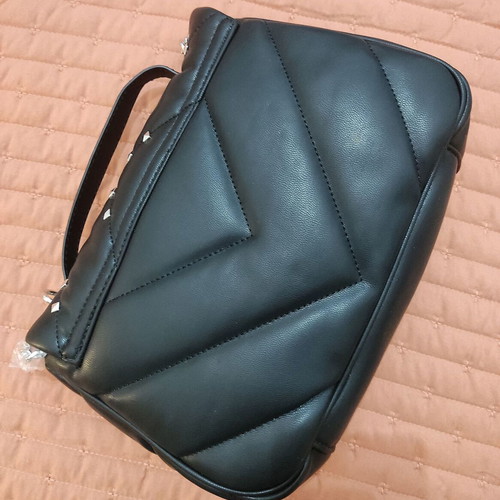 Zara shoulder bag new, black quilted faux leather with silver studs