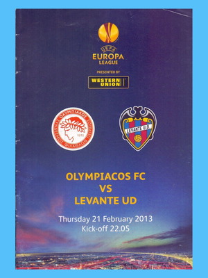 Πρόγραμμα αγώνα Ολυμπιακός - Λεβάντε Europa League 2012-2013 σαν καινούργιο