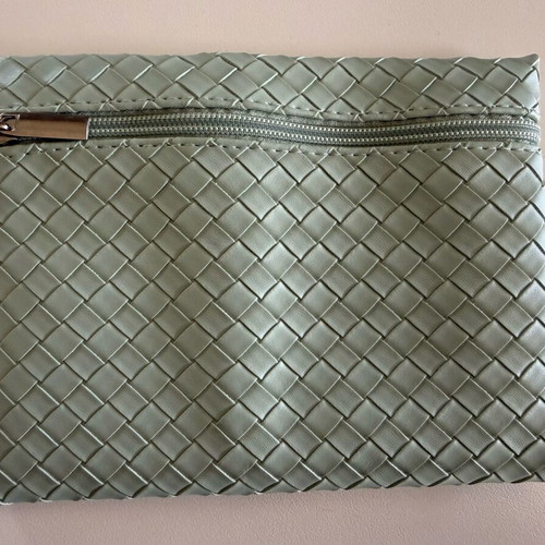 Toiletry bag woven clutch like new in soft green shade