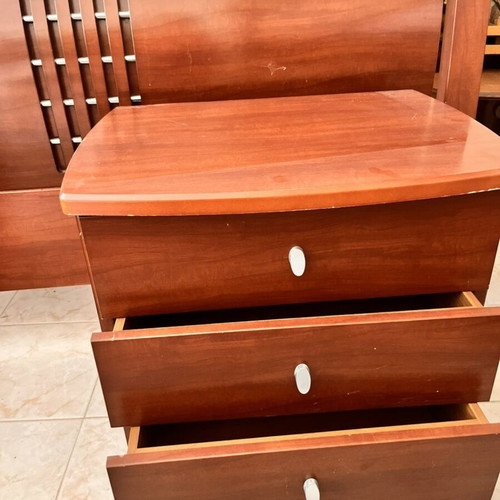 Cherry wood nightstands with 3 drawers, set of 2