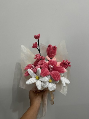Bouquet of various pipe cleaner flowers new